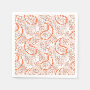 Monokrombeige vit orange paisley mönster. pappersservett