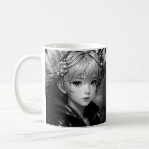 Monokrome Anime Girl Kaffemugg