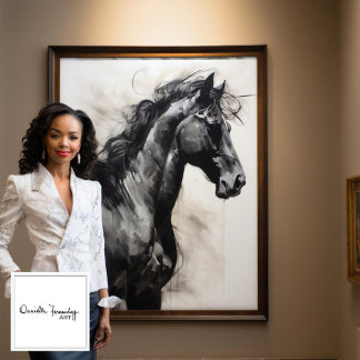 Monokrome Black Horse | Färgning av stor väggkonst Canvastryck