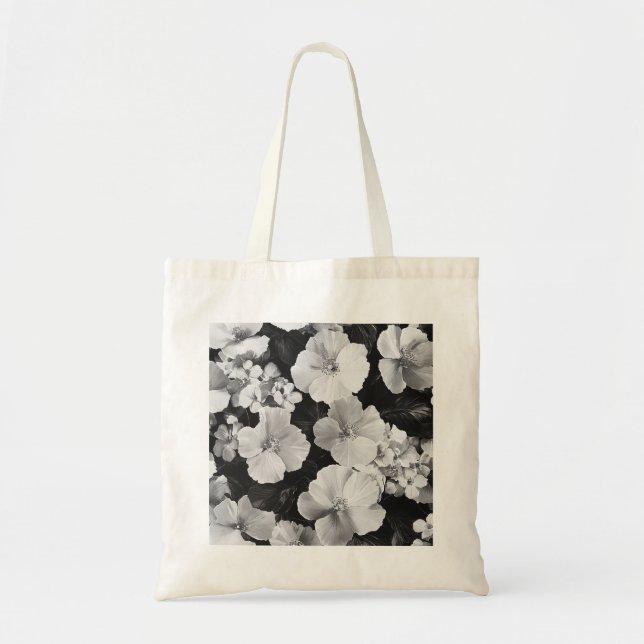 Monokrome Bloom Tote Tygkasse (Framsidan)
