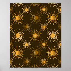 Monokrome boho sol mönster poster