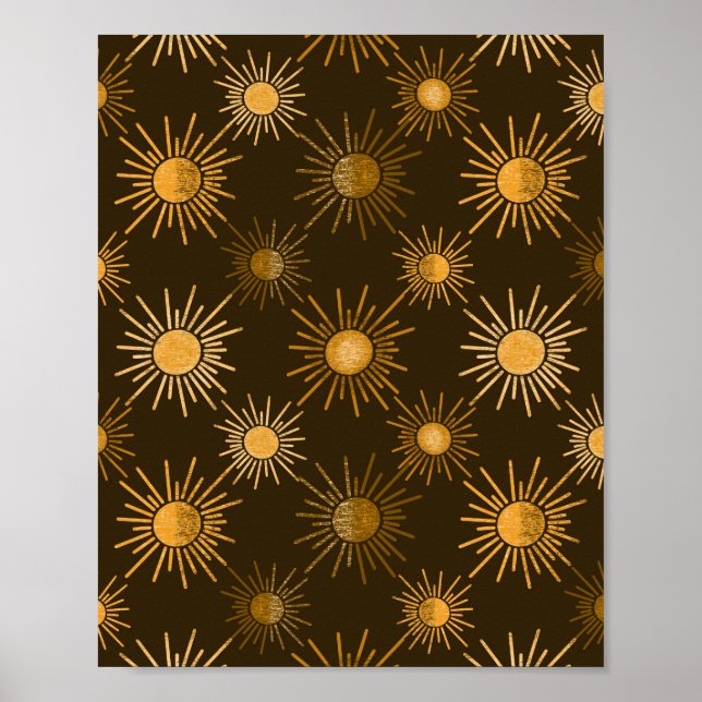 Monokrome boho sol mönster poster (Framsidan)