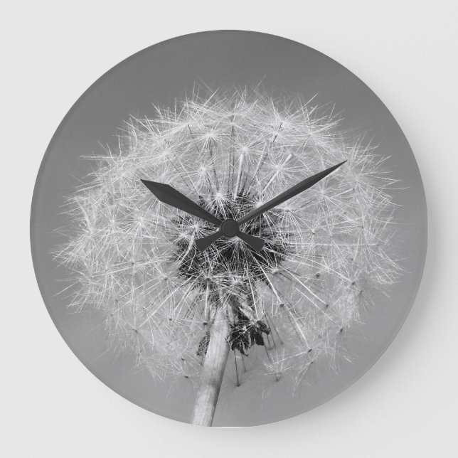 Monokrome Dandelion Clock Stor Klocka (Framsida)