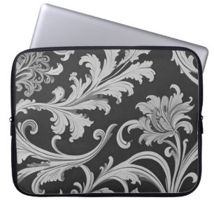Monokrome Fleur Antique Mönster Laptop Fodral