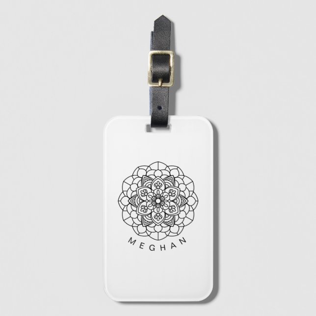 Monokrome Mandala ⎥ Luggage Tag Bagagebricka (Framsida vertikal)