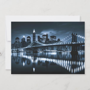 Monokrome New York Skyline Nightscape Julkort