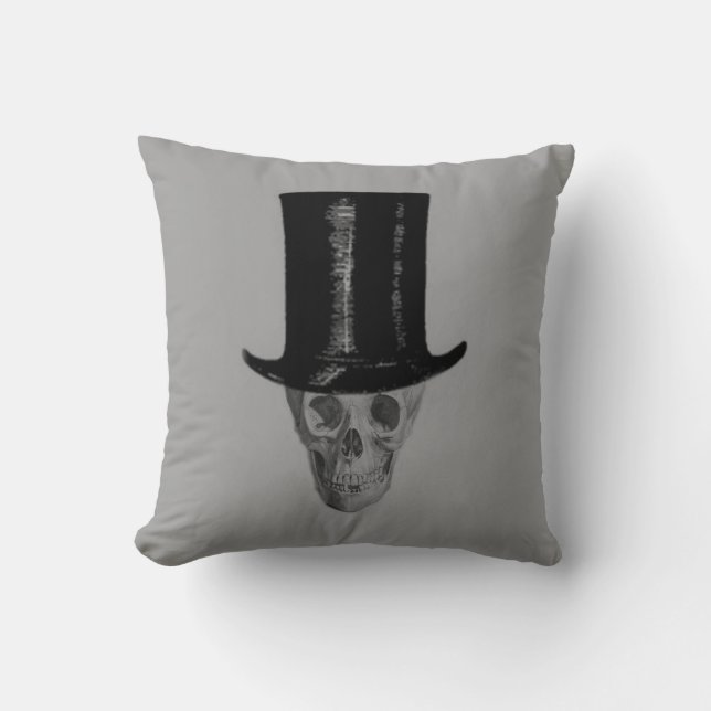 Monokrome Skull Top hat Kudde (Framsida)