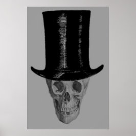 Monokrome Skull Top hat Poster