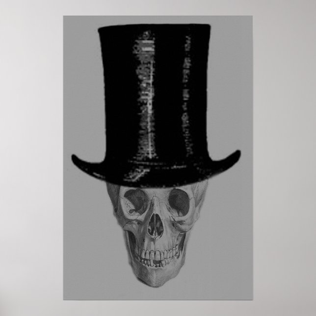 Monokrome Skull Top hat Poster (Framsidan)