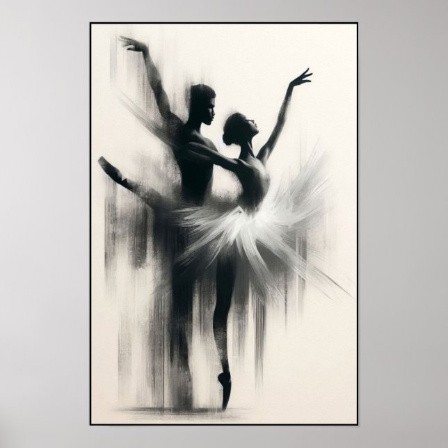 Monokrome Tango Embrace i Rörelse Poster (Framsidan)