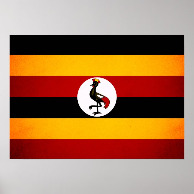 Monokrome Uganda Flagga Poster (Framsidan)