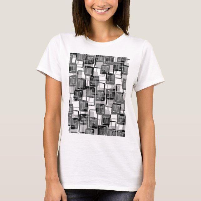 Monokromen kvadrerar tee shirt (Framsida)