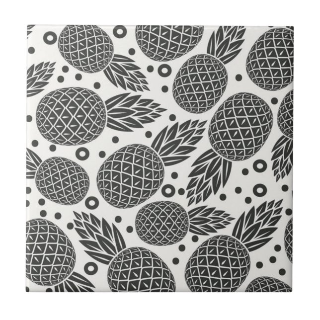 Monokromma ananas kakelplatta (Framsidan)