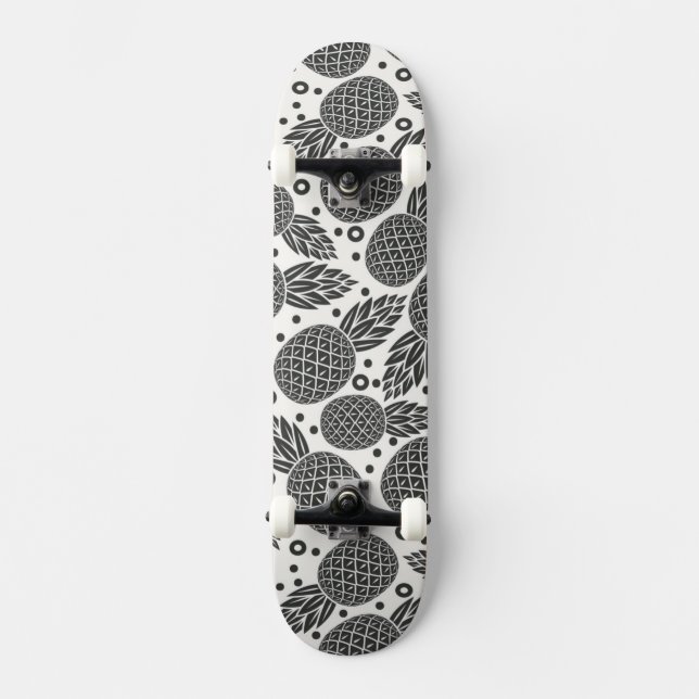 Monokromma ananas mini skateboard bräda 18,7 cm (Framsida)