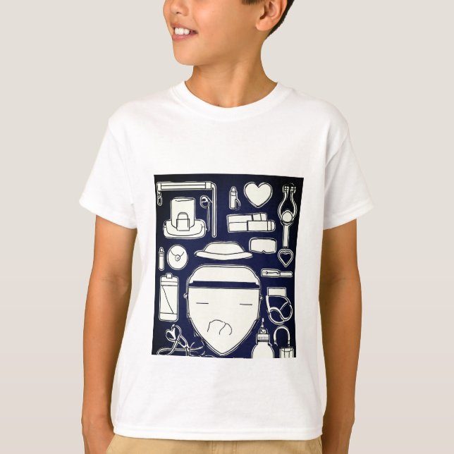 Monokromma medicinska ikonuppsättning t shirt (Framsida)