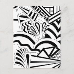 Monokromt Art Deco-design. Vykort