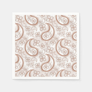 Monokromt beige och vitt paisley-mönster. pappersservett