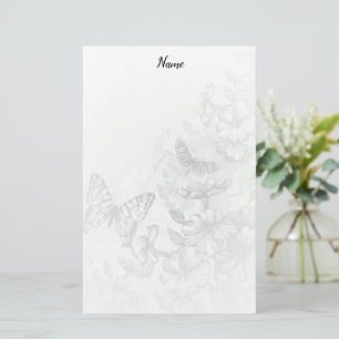 Monokromt Butterflies Stationery Brevpapper