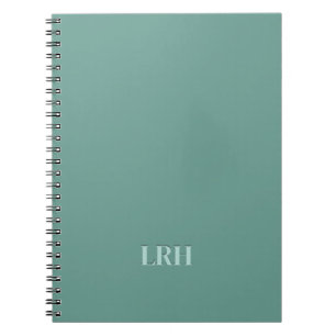 Monokromt Chic för Mint Grönt - första monogram Anteckningsbok