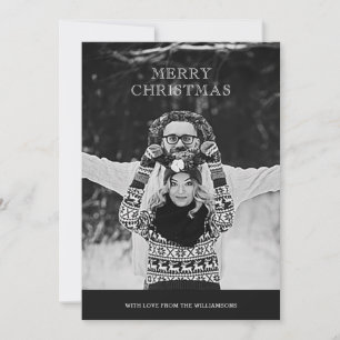 Monokromt foto-God jul-hälsningskort Julkort