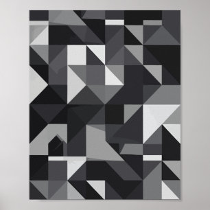 Monokromt geometriskt Mönster med triangulär form Poster