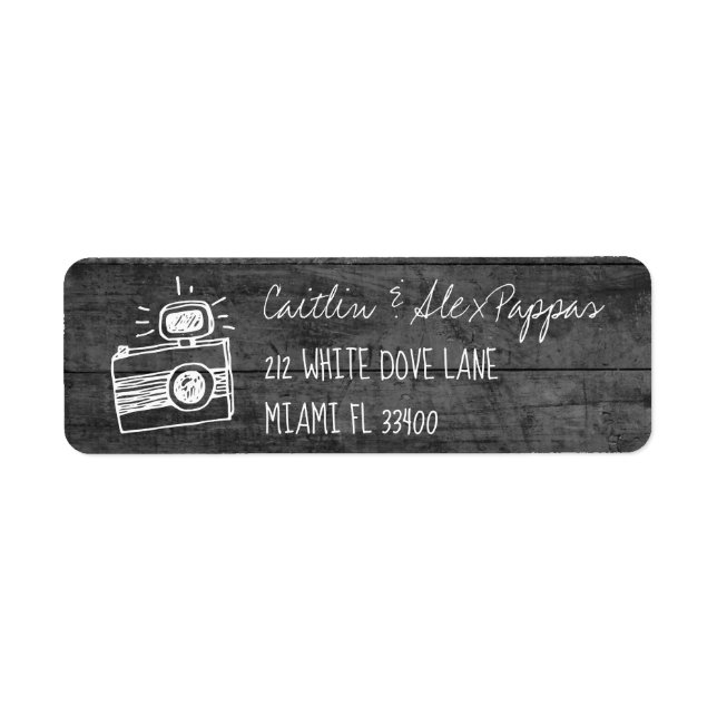 Monokromt Grått-handskriven kameraikon handskrift Returadress Etikett (Framsidan)