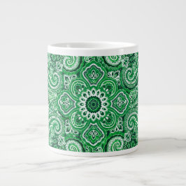 Monokromt grönt Paisley-motiv Jumbo Mugg