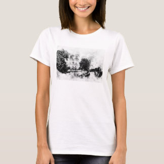 Monokromt illustration av en katetekatedral i Notr T Shirt