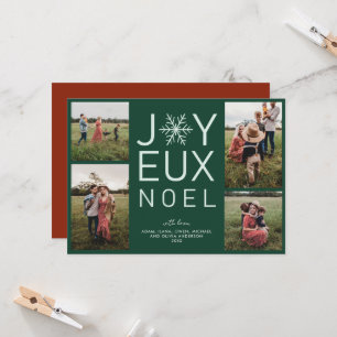 Monokromt Joyeux Noel Modern Helgdag Card för grön Inbjudningar
