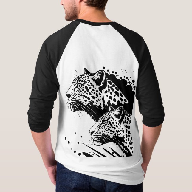 Monokromt leopard T-shirt Design (Baksida)