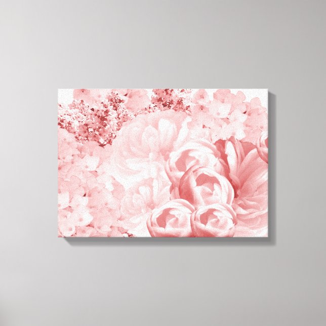 Monokromt rosa blomstermotiv på canvastryck (Framsida)