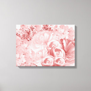 Monokromt rosa blomstermotiv på canvastryck