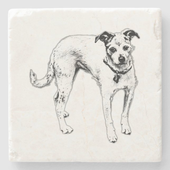 Monokromt terrier Mix Drink Underlägg (Framsidan)