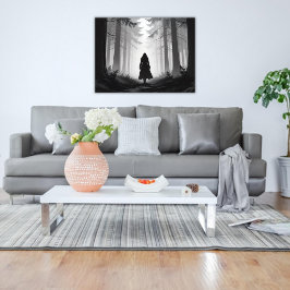 Monokromt Tranquil Walk i skogen Poster