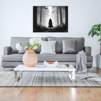 Monokromt Tranquil Walk i skogen Poster