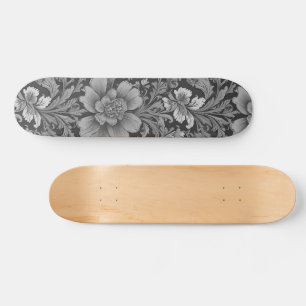 Monokromt vintage blommönster mini skateboard bräda 18,5 cm