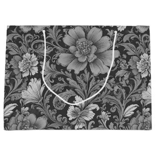 Monokromt vintage blomstermönster