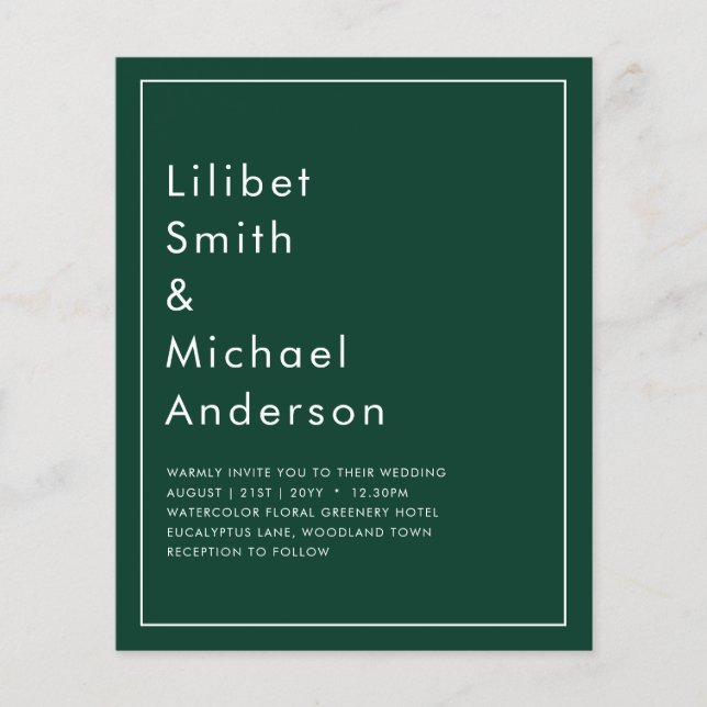 Monokromtext för BUDGET Emerald Grönt Flygblad (Framsidan)