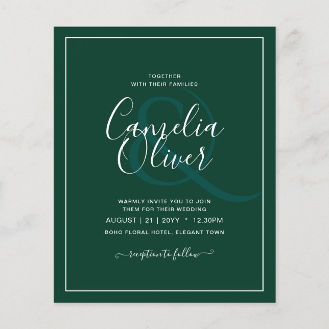 Monokromtext för BUDGET Emerald Grönt Flygblad (Framsidan)