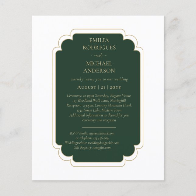 Monokromtext för BUDGET Emerald Grönt Flygblad (Framsidan)