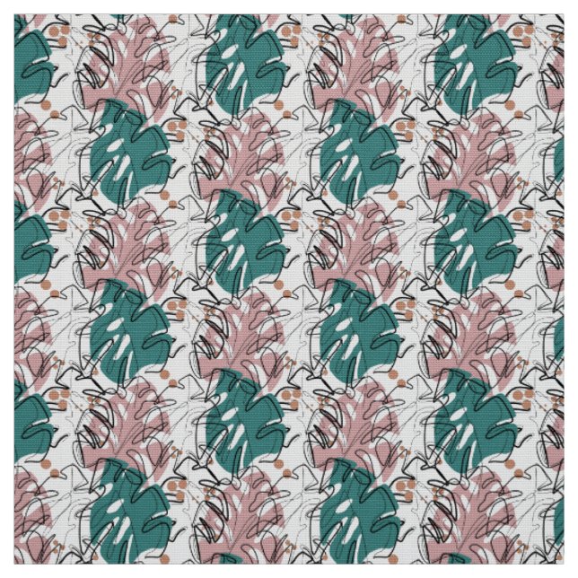 Monolinmonstera löv med färg-stomme tyg (Provkarta)