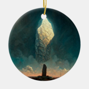 Monolith 3 Fantasy Sci-Fi Julgransprydnad Keramik