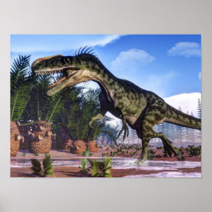 Monolophosaurus dinosaur - 3D-rendering Poster