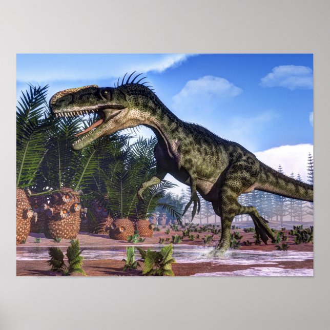 Monolophosaurus dinosaur - 3D-rendering Poster (Framsidan)
