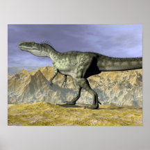 Monolophosaurus dinosaur i öknen - 3D-rendering