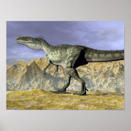 Monolophosaurus dinosaur i öknen - 3D-rendering Poster