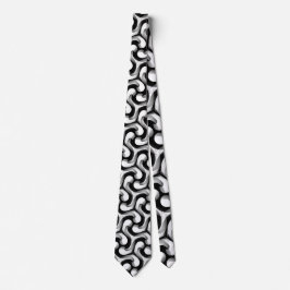 MonoMax Black+White Mönster Optical Swirl Neck Tie Slips