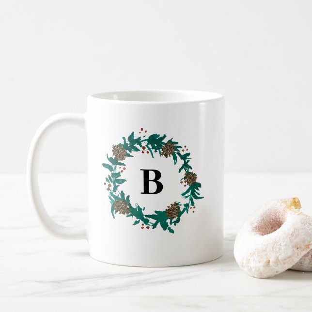 Monomgram jul - utandningsmålning kaffemugg (Med munk)