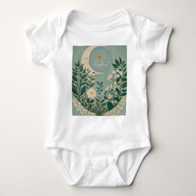 Monontända blommor: Pastel Floral och Crescent Moo T Shirt (Framsida)