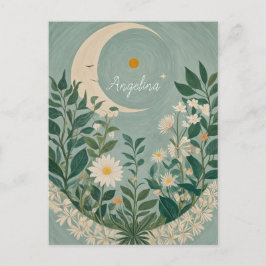 Monontända blommor: Pastel Floral och Crescent Moo Vykort
